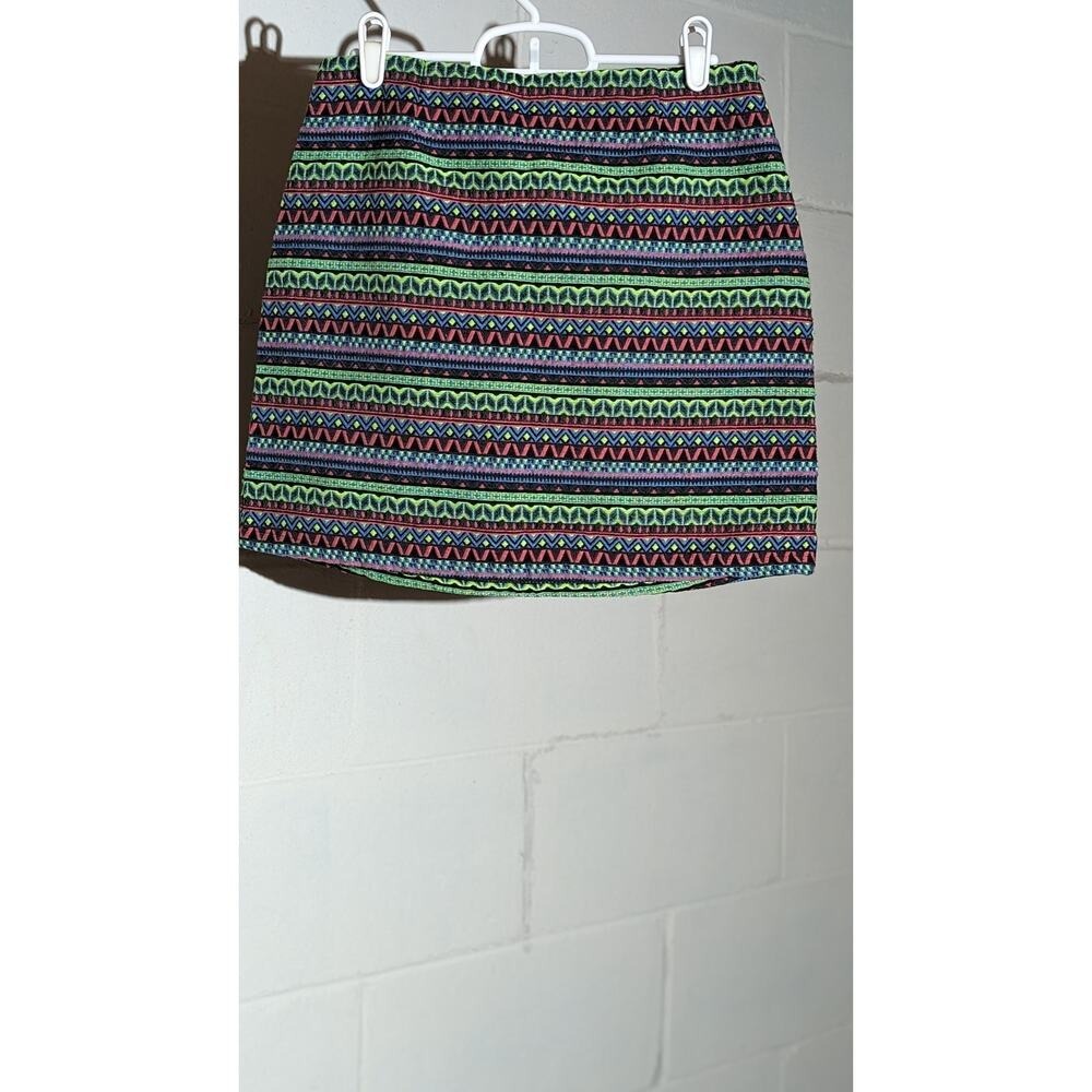 Shrinking Violet Mini Skirt Colorful Geometric Print Festival Cotton Medium